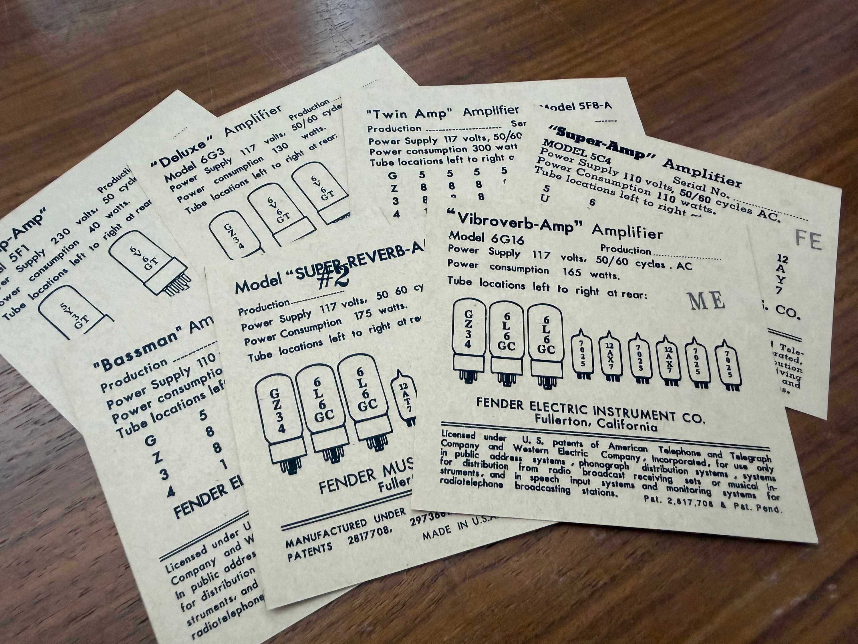 Reproduction Tube Charts